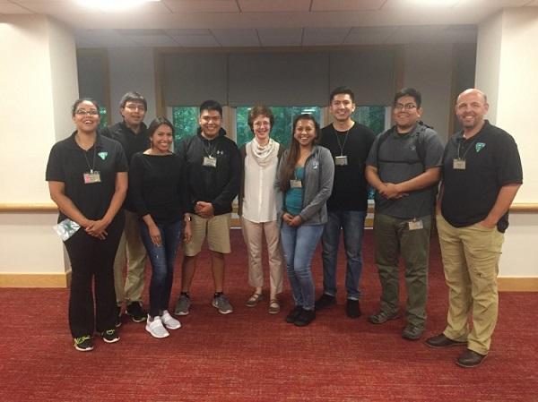 From left: Brooke Wheeler (BLM Arizona Youth, Volunteer, and Environmental Education lead), Jacob Henry, Shandiin Yessith, Brawnson Gould, Janet Ady, Deandra Jones, Chance Begay, Lance Tubinaghtewa, and Derrick Baldwin (from the HQ Division of Education, Cultural, and Paleontological Resources).