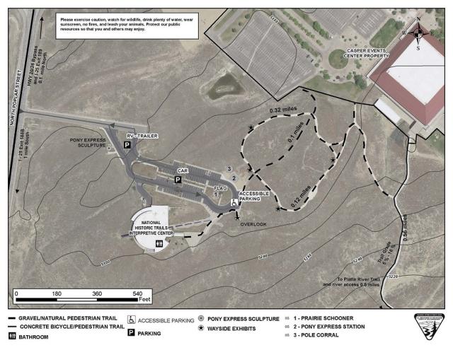 Map showing the National Historic Trails Interpretive Center in Casper, Wyoming. 