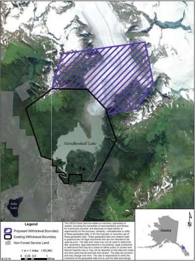 Forest Service map shows areas for withdrawal from mineral prospecting