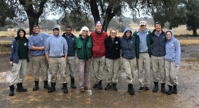Jan McCullough welcomes an AmeriCorps work crew to the  Sacramento Bend ONA