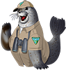 Agents of Discovery Mascot for Arcata and Yaquaina Head Light house. Seal wearing BLM uniform