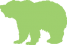 Green and white icon of a bear