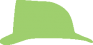 Green and white icon of a fireman's hat