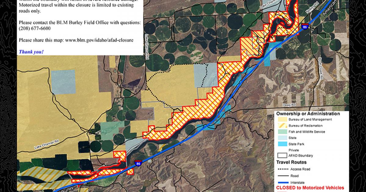 American Falls Archaeological District Motorized Closure Map Bureau