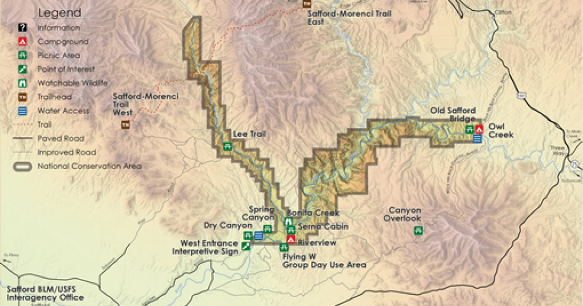 Gila Box Riparian National Conservation Area Map Bureau Of Land Management