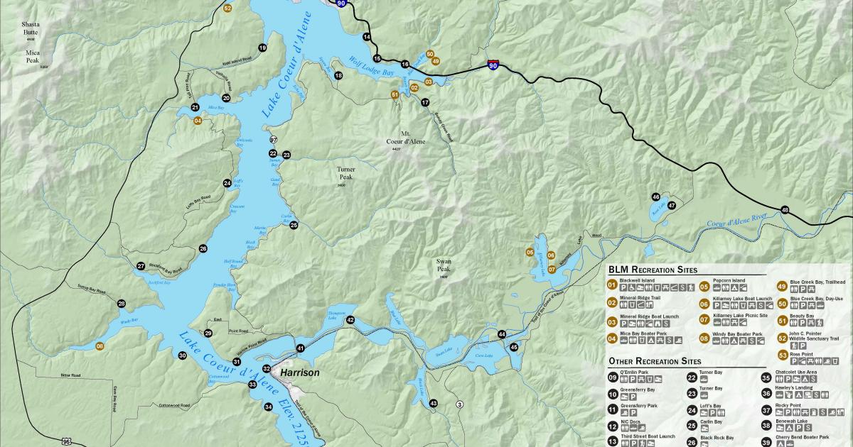 Lake Coeur d' Alene Recreation Sites Map Bureau of Land Management
