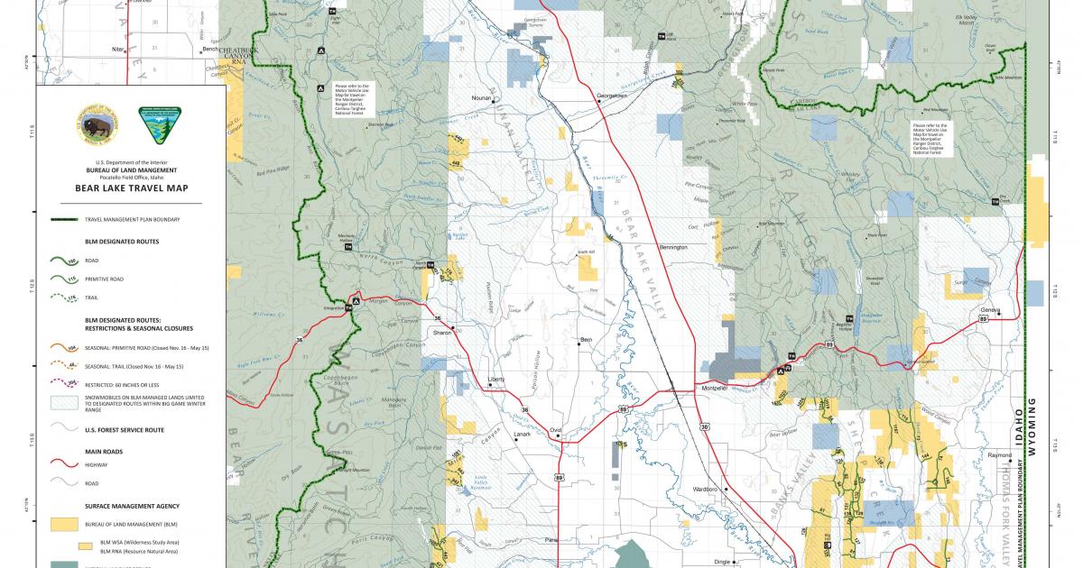 Bear Lake Travel Map Bureau of Land Management