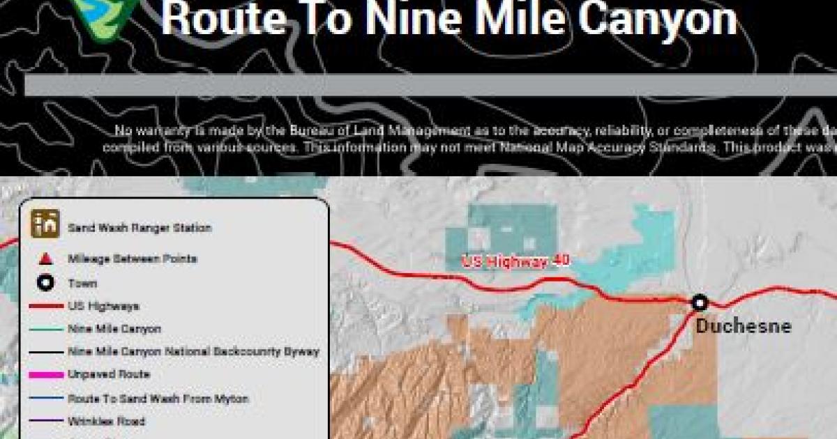 Nine Mile Canyon Road Map Bureau of Land Management