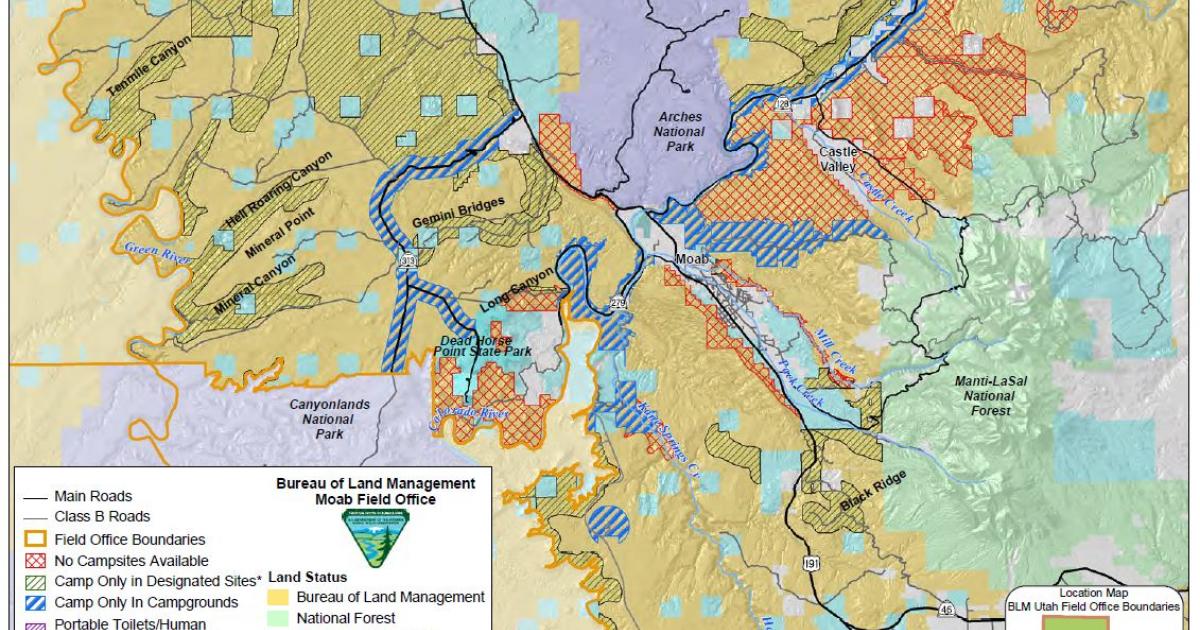 Blm Camping Utah Map Moab Camping Restrictions | Bureau Of Land Management