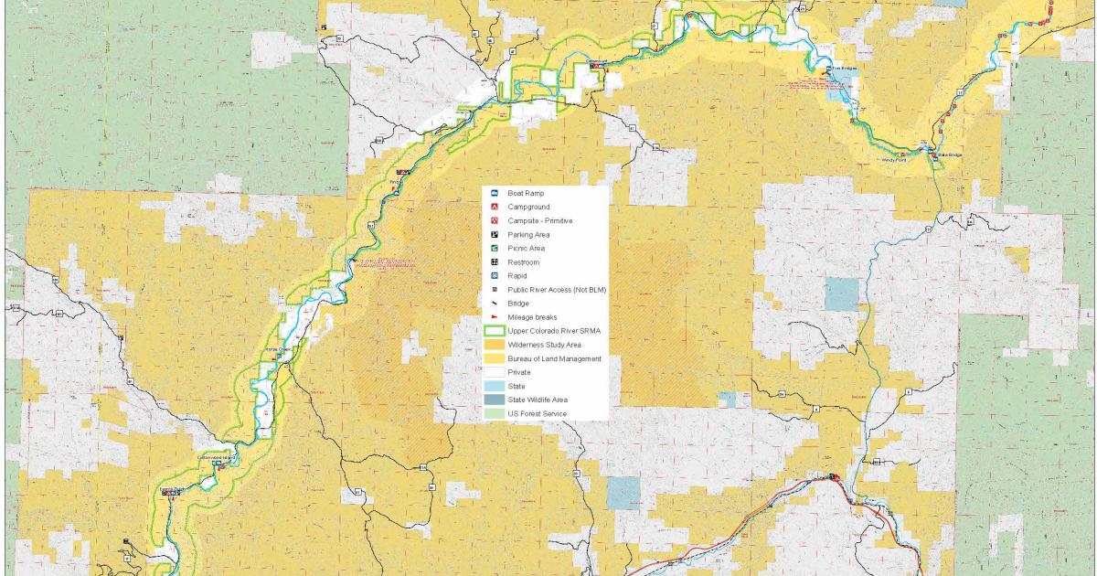 Upper Colorado River Map Upper Colorado River Special Recreation Management Area Map | Bureau Of  Land Management