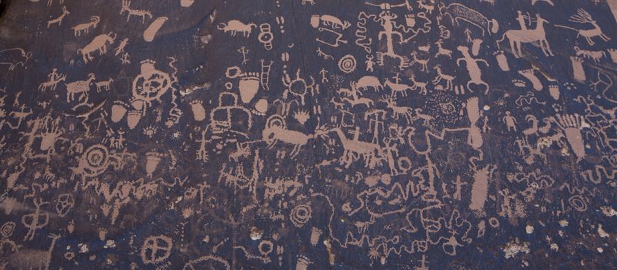 Photo of the rock art at Newspaper Rock.