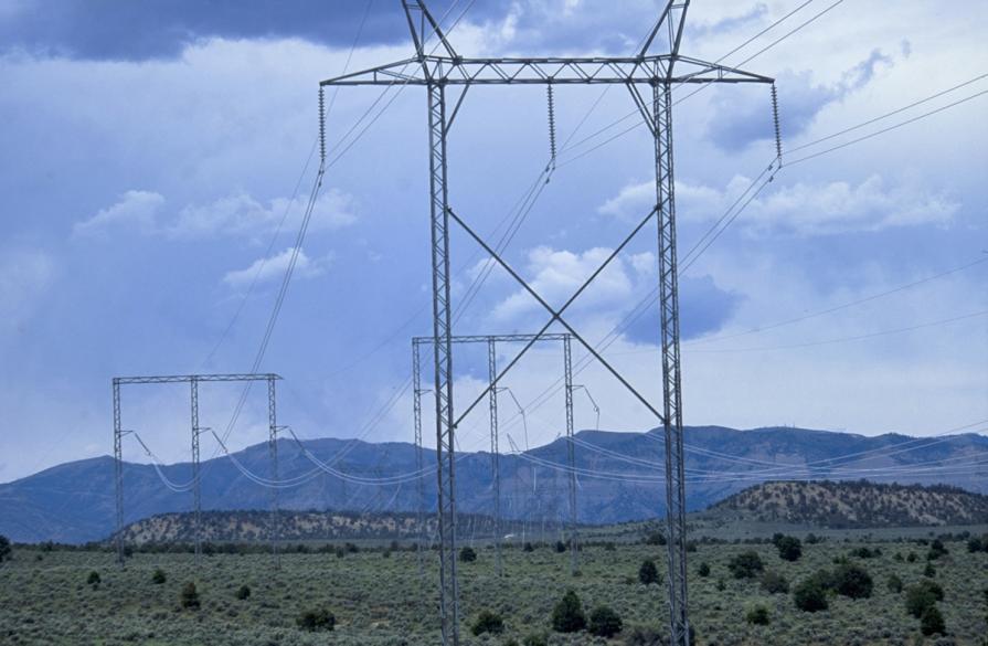 Powerlines cross the Utah landscape.