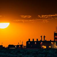 The sun sets on the Amarillo Helium Plant