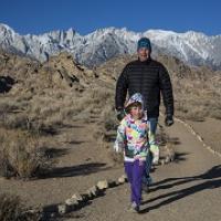 An image of hikers in the Alabama Hills. Photo courtesy of Bob Wick, BLM.
