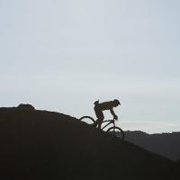 mountain biker at the North Fruita Desert in silhouette