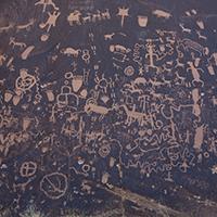 Rock art at Newspaper Rock. Photo by Bob Wick. 