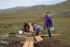 Volunteers building a boardwalk on the Pinnell Mountain National Recreation Trail. 