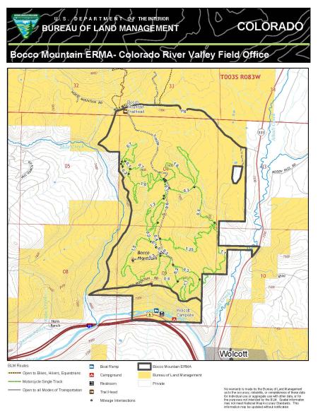 Thumbnail image of the Bocco Mountain Extensive Recreation Management Area Map