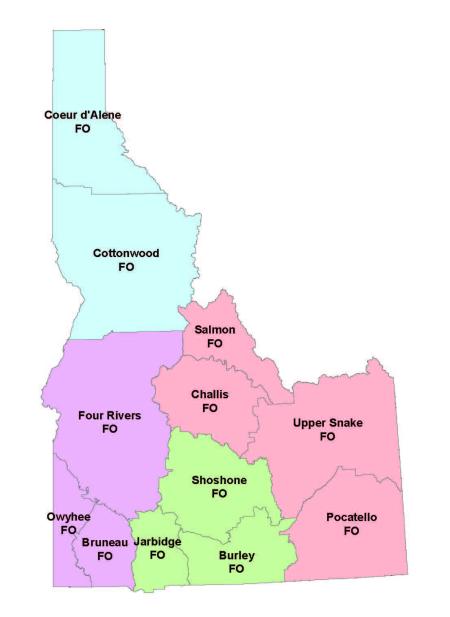 Idaho Public Lands Map Office Boundary Map | Bureau Of Land Management