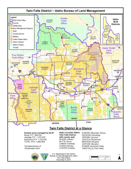 Idaho Water Districts Map Twin Falls District Map | Bureau Of Land Management