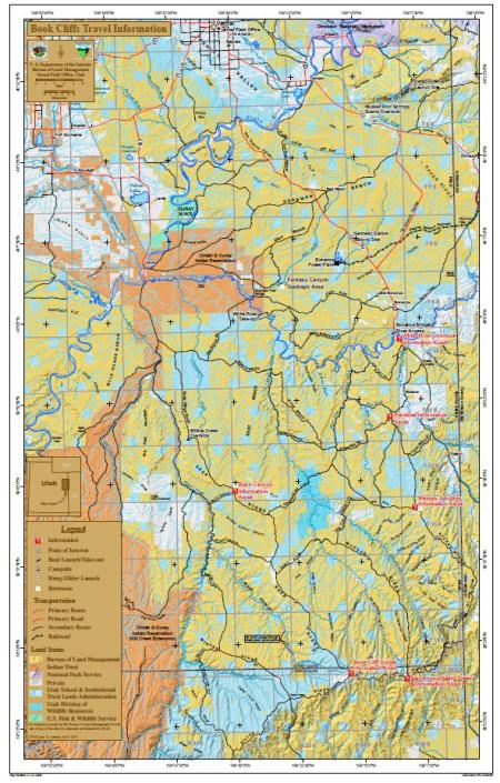 Book Cliffs Utah Map Book Cliffs Travel Map 11X17 | Bureau Of Land Management