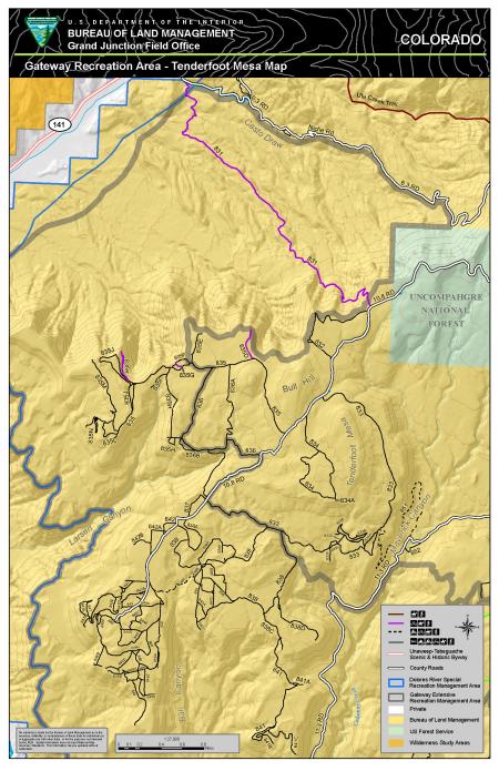 Thumbnail image of the Gateway Extensive Recreation Management Area – Tenderfoot Mesa Map