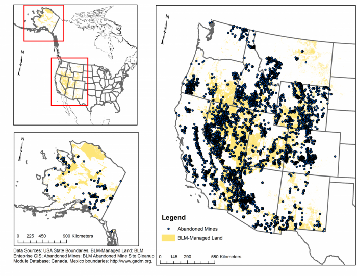 Abandoned Mine Lands on BLM lands map