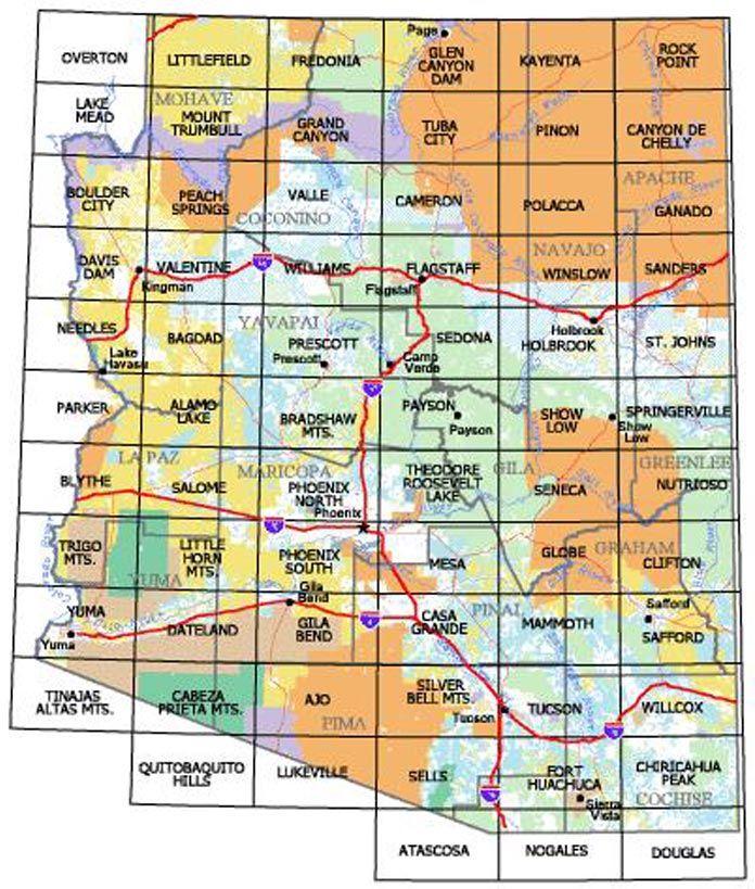 Arizona Surface Management Map Index, 100K Series