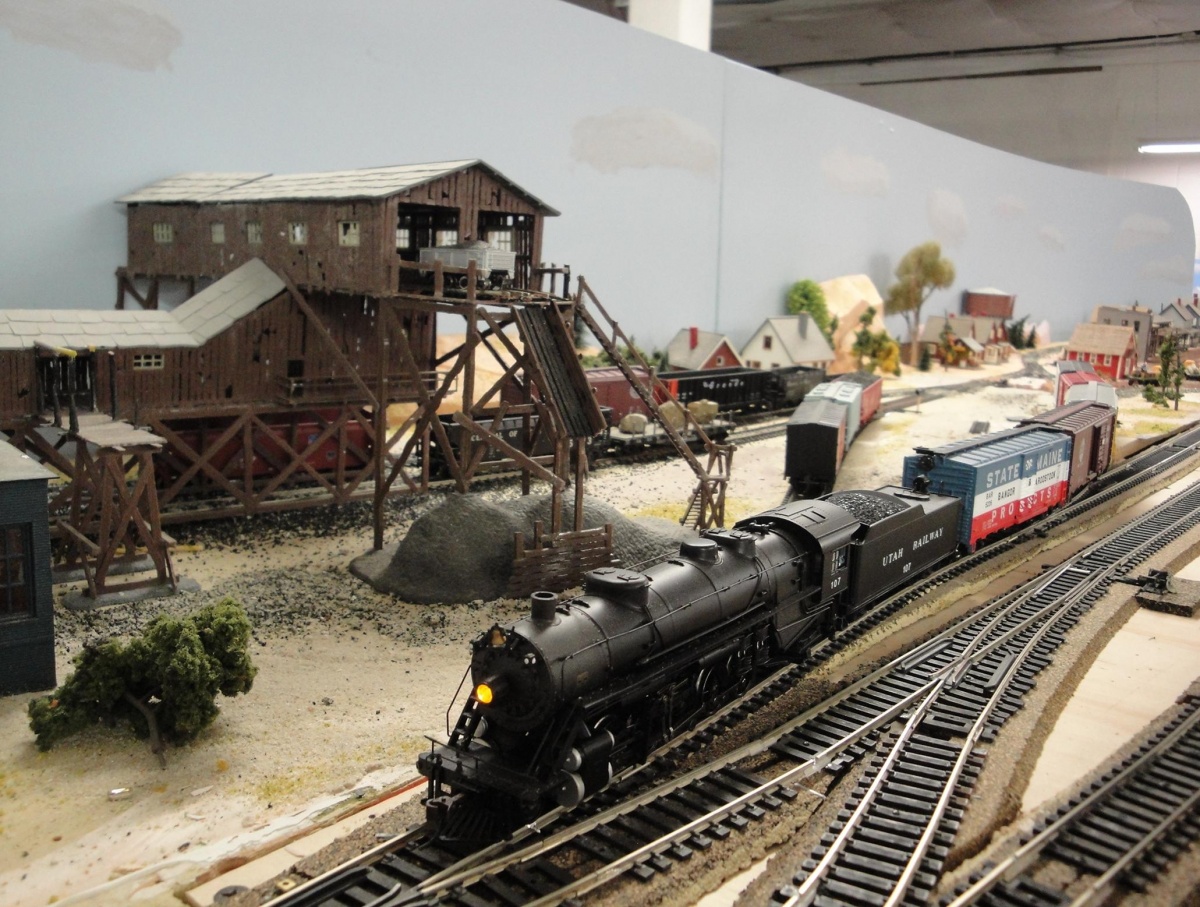 A model train at the Central Wyoming Model Railroad Association clubhouse in Casper, Wyoming.