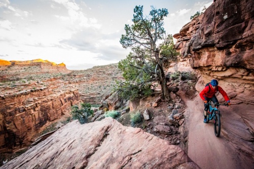 A mountain biker rides a trail outside Moab, Utah. 