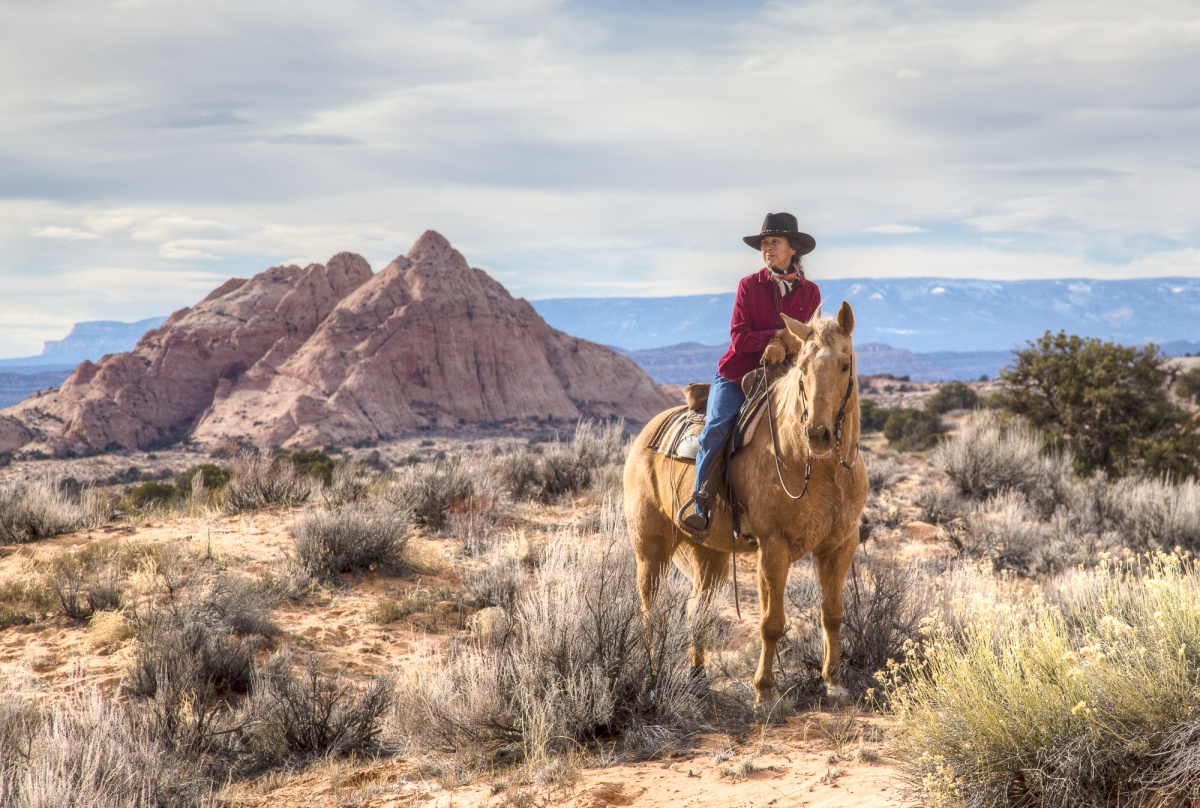 A woman rides her horse in the Grand Staircase-Escalante National Monument. 