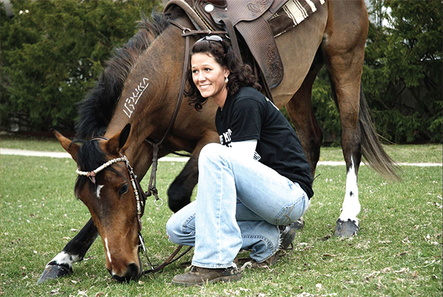 Woman with her mustang. 