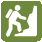 Iconograph of a person wearing a backpack climbing a rock wall