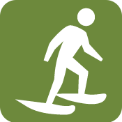 Iconograph of a person snowshoeing