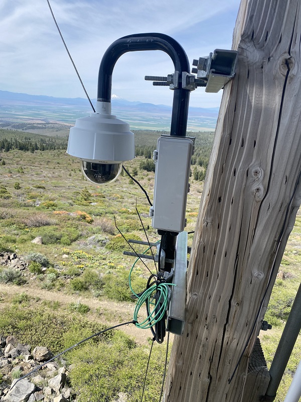 Bryant Mountain close up of camera high on a pole