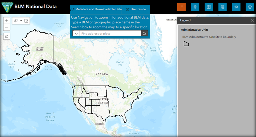 Explore BLM lands with the National Data map viewer.