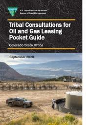 tribal consultation oil and gas leasing pocket guide with truck in front of oil and gas producing equipment