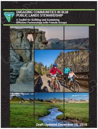 Draft Partnership Toolkit Cover with photos highlighting beautiful landscapes and recreation