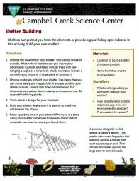 Nature Learning Shelter Building Activity sheet