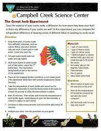 The Great Sock Experiment Nature Learning Activity sheet