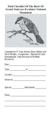 Field checklist of birds of GSENM brochure cover.