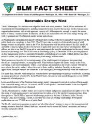 Fact Sheet: Renewable Energy-Wind brochure cover.