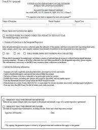 Paleo permit report cover sheet.