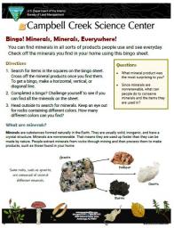 Screenshot of the Mineral BINGO Nature Learning Activity instructions