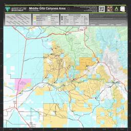 a map showing various transportation routes, jurisdictions and boundaries; and reference and topography of the Middle Gila Canyon Area