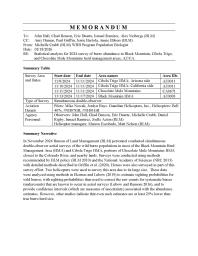 First page of the statistical analysis for 2024 survey of burro abundance in Black Mountain, Cibola Trigo, and Chocolate Mule Mountains herd management areas, AZ/CA.