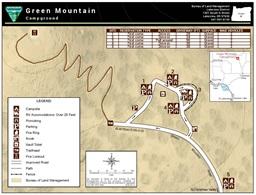 map of green mountain campground showing campsites and other features