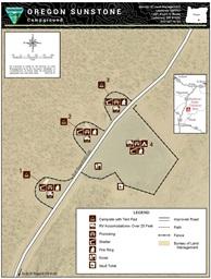 map of oregon sunstone campground showing campsites and other features