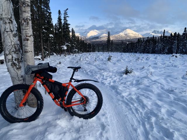 Man standing next to posted permit and fat tire bike