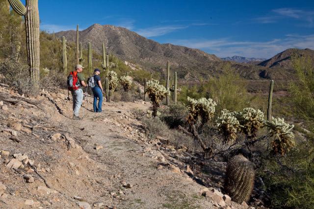 Hikers enjoying the views on the Arizona National Scenic Trail. Photo by Bob Wick.